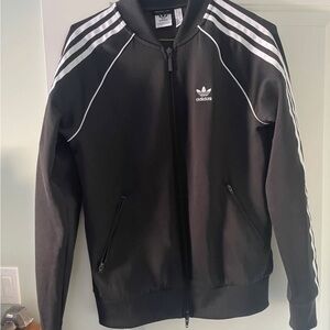 Adidas Black Jacket with White Stripes